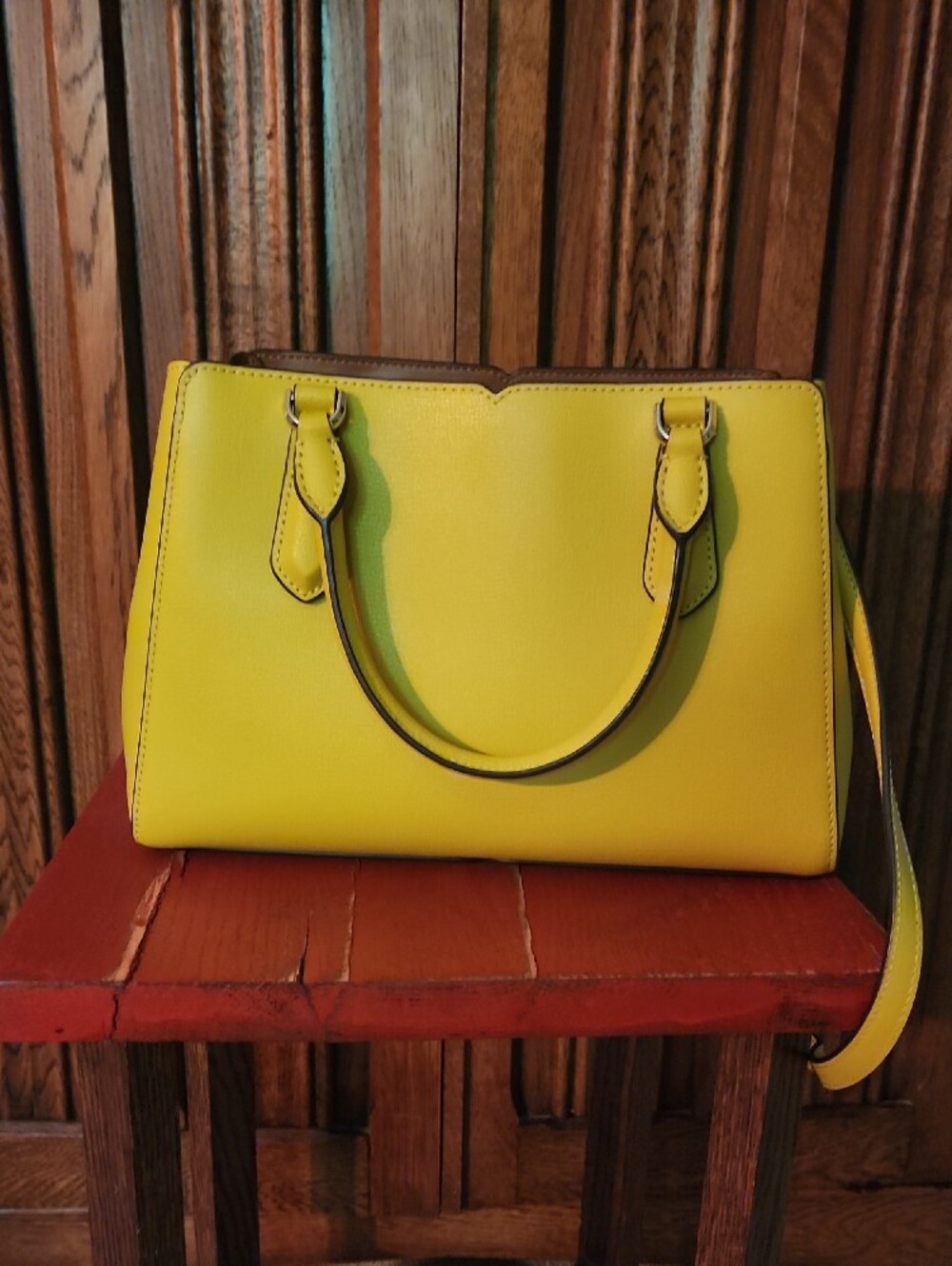 kate spade Lemon Yellow Leather Satchel with Strap - Picture 3 of 3
